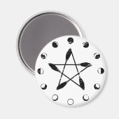 Broom Pentagramm Moon Phase - Schwarz Magnet (Vorderseite/Rückseite)