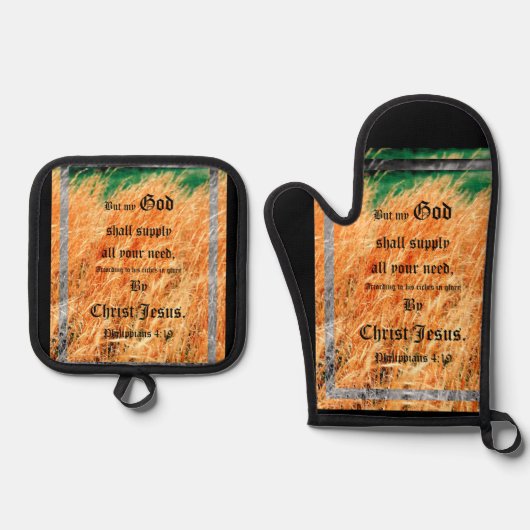 Broom Sage Abstrakt Philippians 4vs19 Ofenhandschuh & Topflappen-Set (Vorderseite)