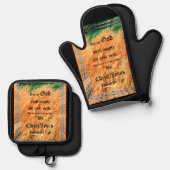 Broom Sage Abstrakt Philippians 4vs19 Ofenhandschuh & Topflappen-Set (Vorderseite/Rückseite)