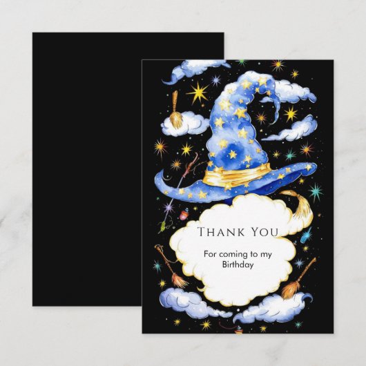 Broom Simple Magic Wizard Geburtstag Dankeskarte (Vorne/Hinten)