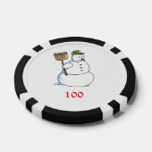 Broom Snowman Black 100 gestreifter Poker Chip (Einzeln)