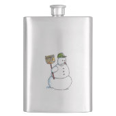 Broom Snowman Edelstahlflasche Flachmann (Vorderseite)