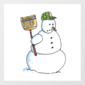 Broom Snowman Fensterklemme Fensteraufkleber (Blatt)