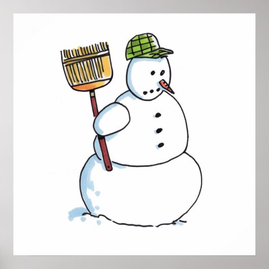 Broom Snowman Gloss Poster (Vorne)