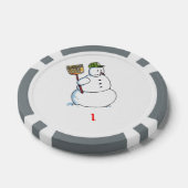 Broom Snowman grau 1 gestreifter Poker Chip (Einzeln)