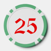 Broom Snowman green 25 gestreifter Poker Chip (Rückseite)