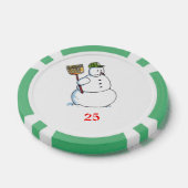 Broom Snowman green 25 gestreifter Poker Chip (Einzeln)