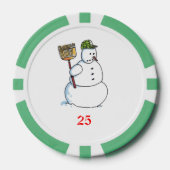 Broom Snowman green 25 gestreifter Poker Chip (Vorderseite)