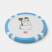 Broom Snowman hellblau 50 gestreifter Poker Chip (Einzeln)