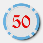 Broom Snowman hellblau 50 gestreifter Poker Chip (Rückseite)