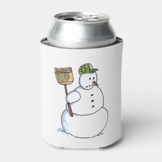 Broom Snowman kann cooler werden Dosenkühler (Kanne Vorderseite)