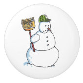 Broom Snowman Keramik Knopf Keramikknauf (Vorderseite)