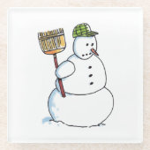 Broom Snowman Klarglas Untersetzer (Vorderseite)