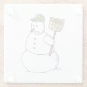 Broom Snowman Klarglas Untersetzer (Rückseite)