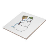 Broom Snowman kleine Keramik Kachel (Seite)