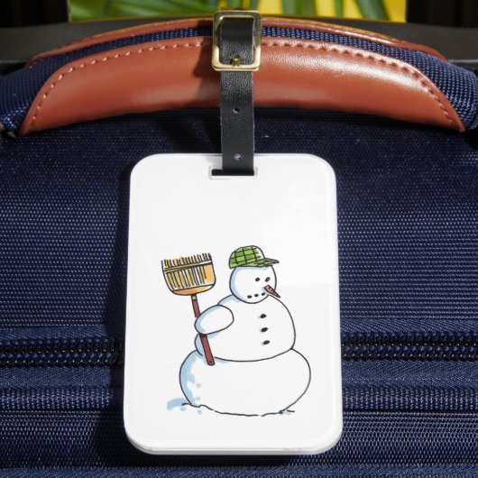 Broom Snowman luggage tag Gepäckanhänger (Vorderseite Insitu 2)