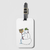 Broom Snowman luggage tag Gepäckanhänger (Vorderseite Vertikal)
