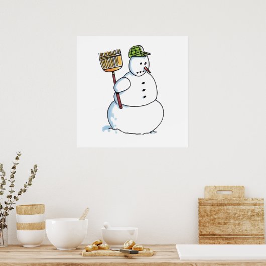 Broom Snowman matte Poster (Küche)