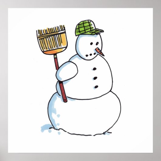 Broom Snowman matte Poster (Vorne)