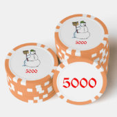 Broom Snowman Orange 5000 gestreifter Poker Chip (Stapel)