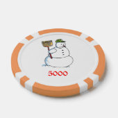 Broom Snowman Orange 5000 gestreifter Poker Chip (Einzeln)