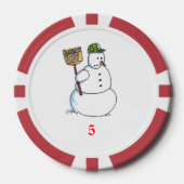 Broom Snowman Red 5 Streifen Poker Chip (Vorderseite)