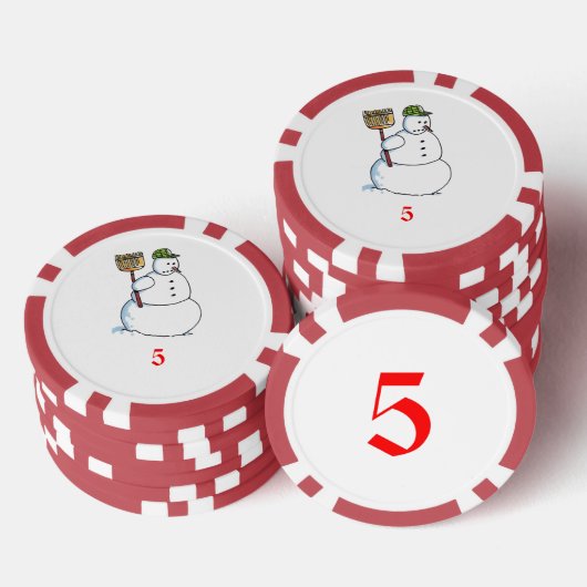 Broom Snowman Red 5 Streifen Poker Chip (Stapel)