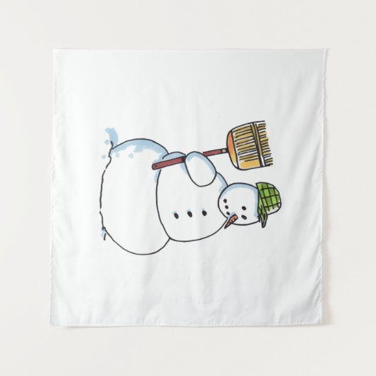 Broom Snowman Tapestation Wandteppich (Vorderseite (Horizontal))