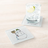 Broom Snowman Untersetzer (Schrägansicht)