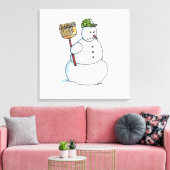 Broom Snowman weiße Leinwand (Insitu (Wohnzimmer))