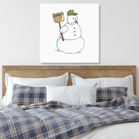 Broom Snowman weiße Leinwand (Insitu (Schlafzimmer))