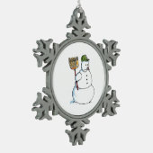 Broom Snowman White Pewter Schneeflocke Ornament (Links)