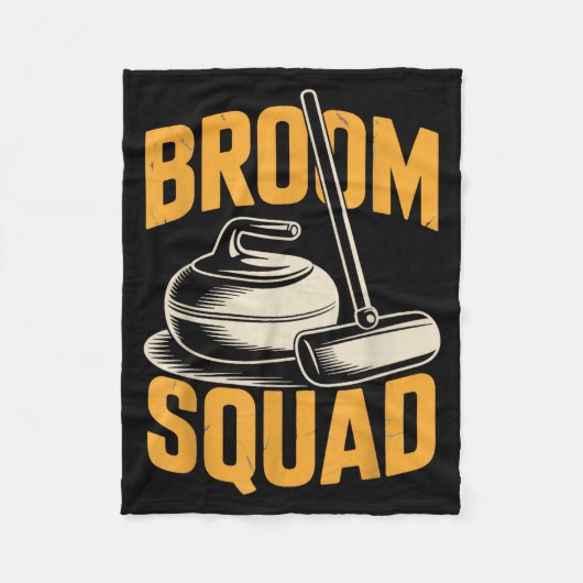 Broom Squad Ice Sweeng Rock Stone Sliding Curling Fleecedecke (Vorderseite)