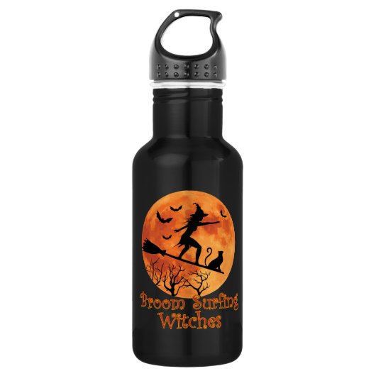 Broom surfhexen - Funny Halloween Edelstahlflasche (Vorderseite)