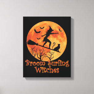 Broom surfhexen - Funny Halloween Leinwanddruck
