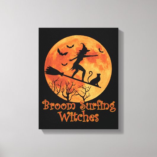 Broom surfhexen - Funny Halloween Leinwanddruck (Vorderseite)