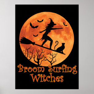 Broom surfhexen - Funny Halloween Poster