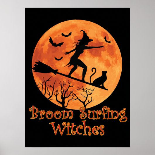 Broom surfhexen - Funny Halloween Poster (Vorne)