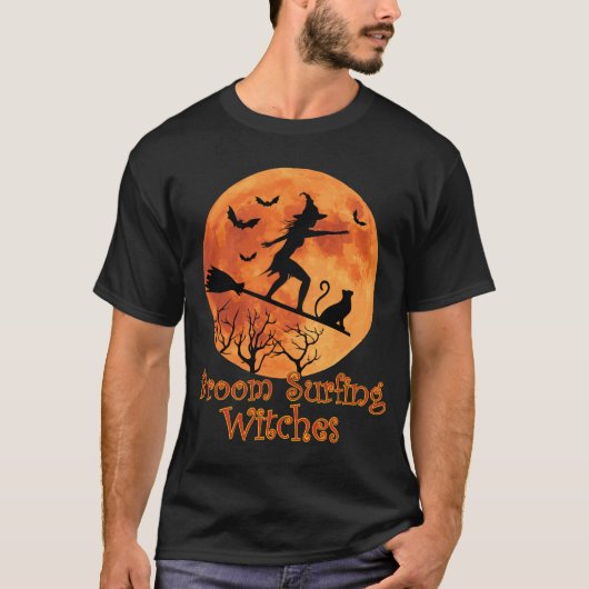 Broom surfhexen - Funny Halloween T-Shirt (Vorderseite)
