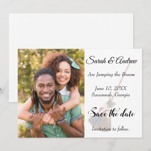Broomstick Wedding Foto Save the Date (Vorne/Hinten)