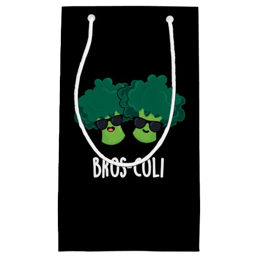 Bros-coli Funny Veggie Broccoli Pun Dark BG Kleine Geschenktüte (Vorderseite)