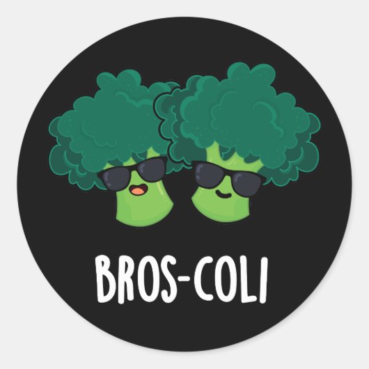 Bros-coli Funny Veggie Broccoli Pun Dark BG Runder Aufkleber (Vorderseite)