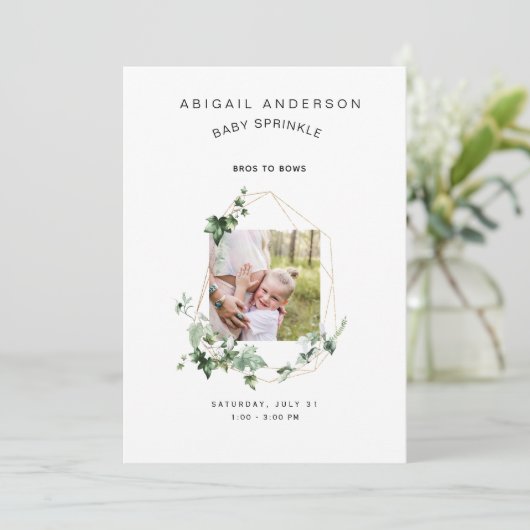 Bros to Bows Baby Sprinkle Einladung (Stehend Vorderseite)