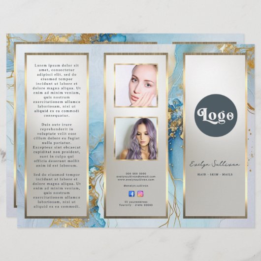 Broschüre aus blauem Marmor (Vorne/Hinten)