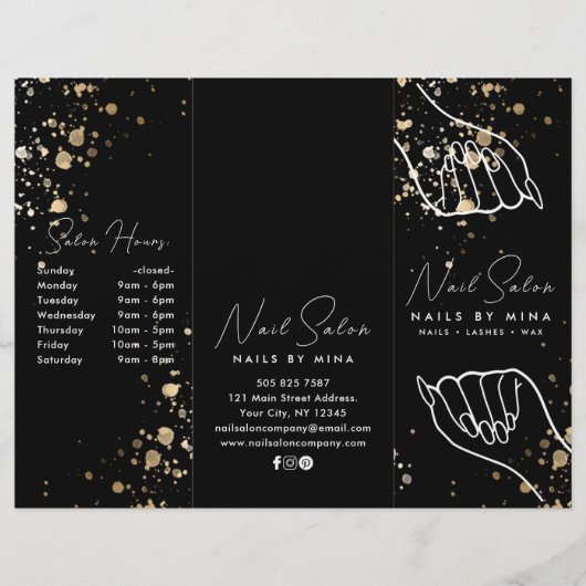 Broschüre "Black Gold Speck Nail Salon Price List" (Vorderseite)