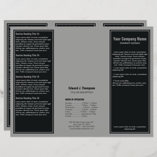 Broschüre "Black Gray Simple Border" (Vorne/Hinten)