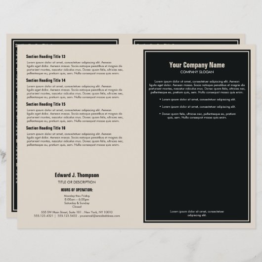 Broschüre "Black Orange Simple Border" (Vorne/Hinten)