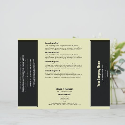 Broschüre "Black Yellow Simple Border" (Stehend Vorderseite)