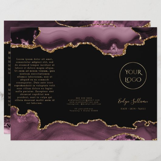 Broschüre "Dark mauve" und "gold agate" (Vorne/Hinten)