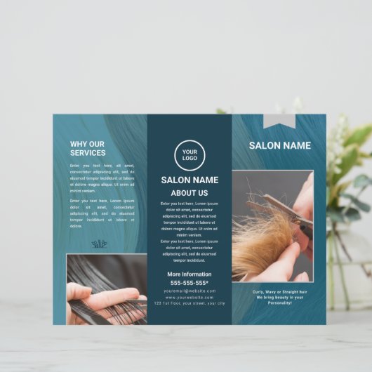 Broschüre Friseur Salon und Barbershop Trifold (Stehend Vorderseite)